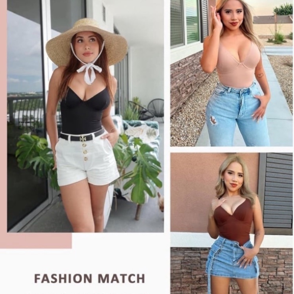 FeelinGirl Shapewear Bodysuit Women Tummy Control Deep V Neck Thong NWT L - Picture 5 of 10